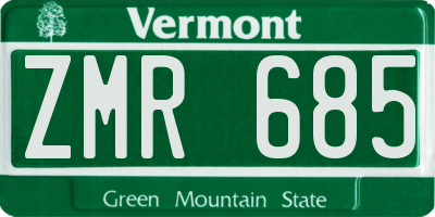 VT license plate ZMR685