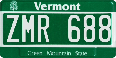 VT license plate ZMR688