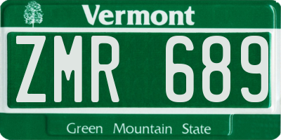 VT license plate ZMR689