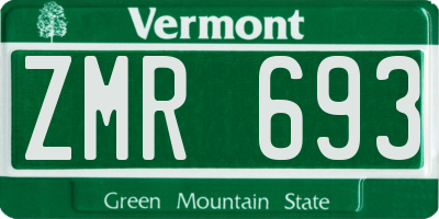VT license plate ZMR693