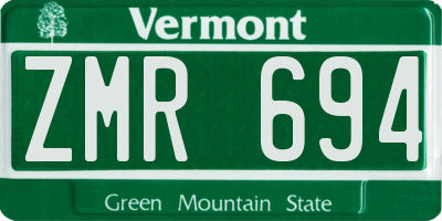 VT license plate ZMR694