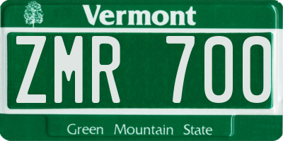 VT license plate ZMR700