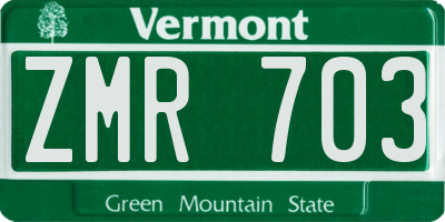 VT license plate ZMR703