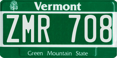 VT license plate ZMR708