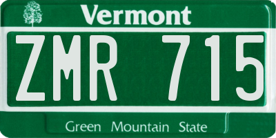 VT license plate ZMR715
