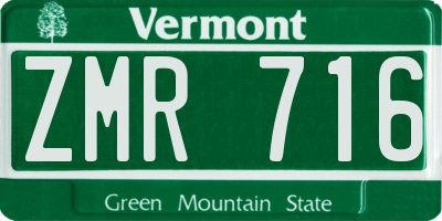VT license plate ZMR716
