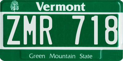 VT license plate ZMR718