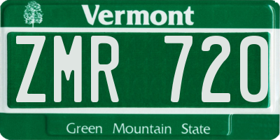 VT license plate ZMR720