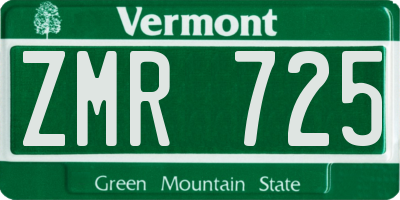 VT license plate ZMR725