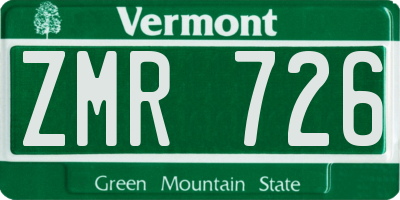 VT license plate ZMR726