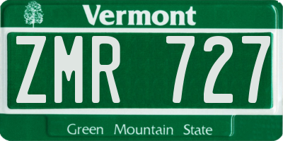 VT license plate ZMR727
