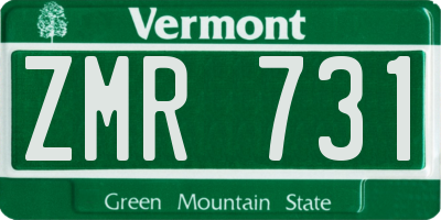 VT license plate ZMR731