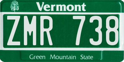 VT license plate ZMR738