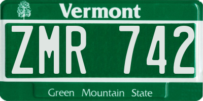 VT license plate ZMR742