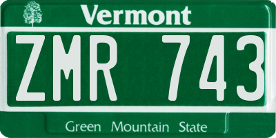 VT license plate ZMR743
