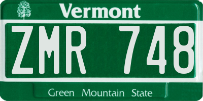 VT license plate ZMR748