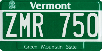 VT license plate ZMR750