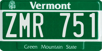 VT license plate ZMR751