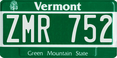 VT license plate ZMR752
