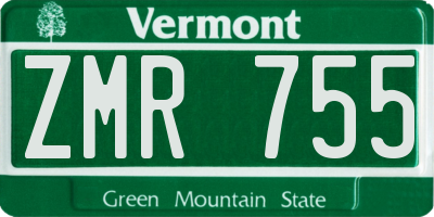 VT license plate ZMR755