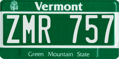 VT license plate ZMR757