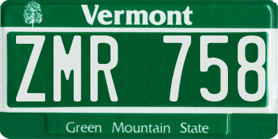 VT license plate ZMR758