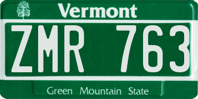 VT license plate ZMR763