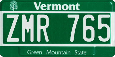 VT license plate ZMR765