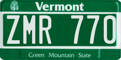 VT license plate ZMR770
