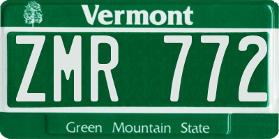 VT license plate ZMR772