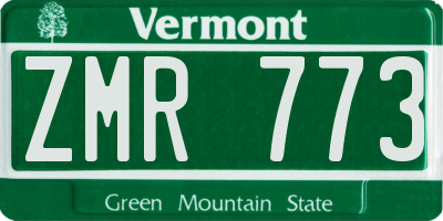 VT license plate ZMR773