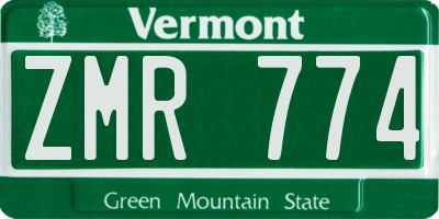 VT license plate ZMR774