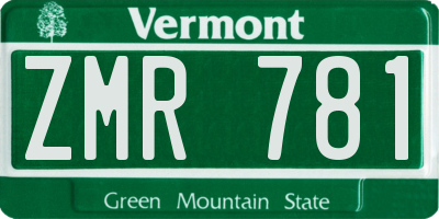 VT license plate ZMR781