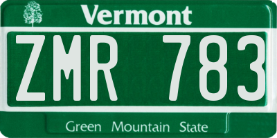VT license plate ZMR783
