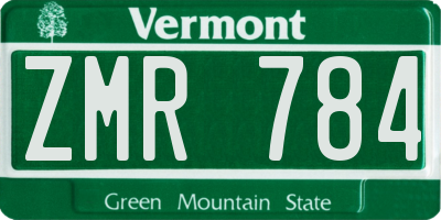 VT license plate ZMR784