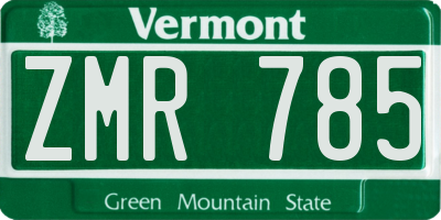 VT license plate ZMR785