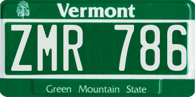 VT license plate ZMR786
