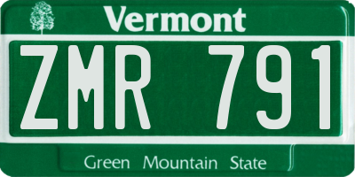 VT license plate ZMR791