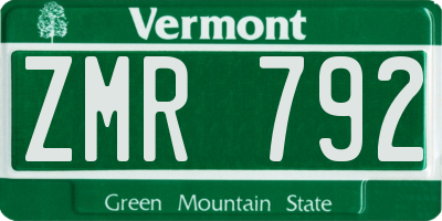 VT license plate ZMR792