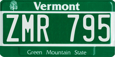 VT license plate ZMR795