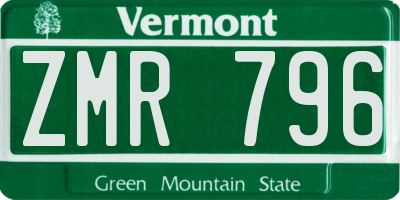 VT license plate ZMR796