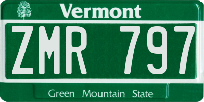 VT license plate ZMR797