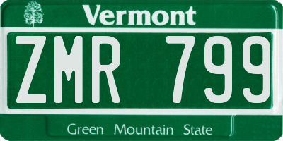 VT license plate ZMR799