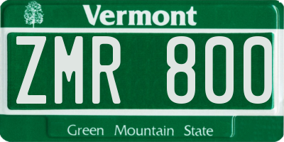 VT license plate ZMR800