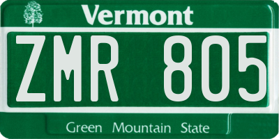 VT license plate ZMR805