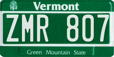 VT license plate ZMR807