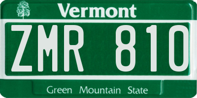 VT license plate ZMR810