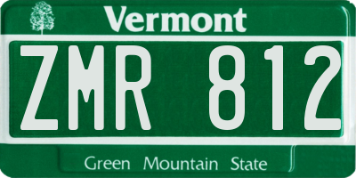 VT license plate ZMR812