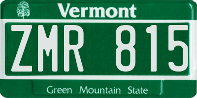 VT license plate ZMR815