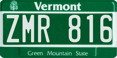 VT license plate ZMR816